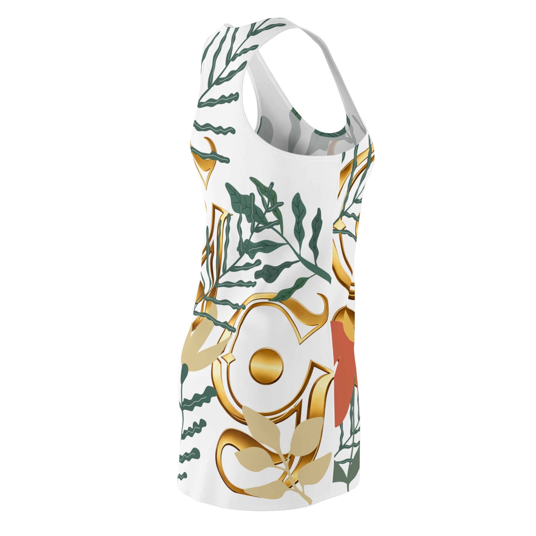 Floral Gold Monogram Racerback Dress — Botanical Gold Lettering Sundress