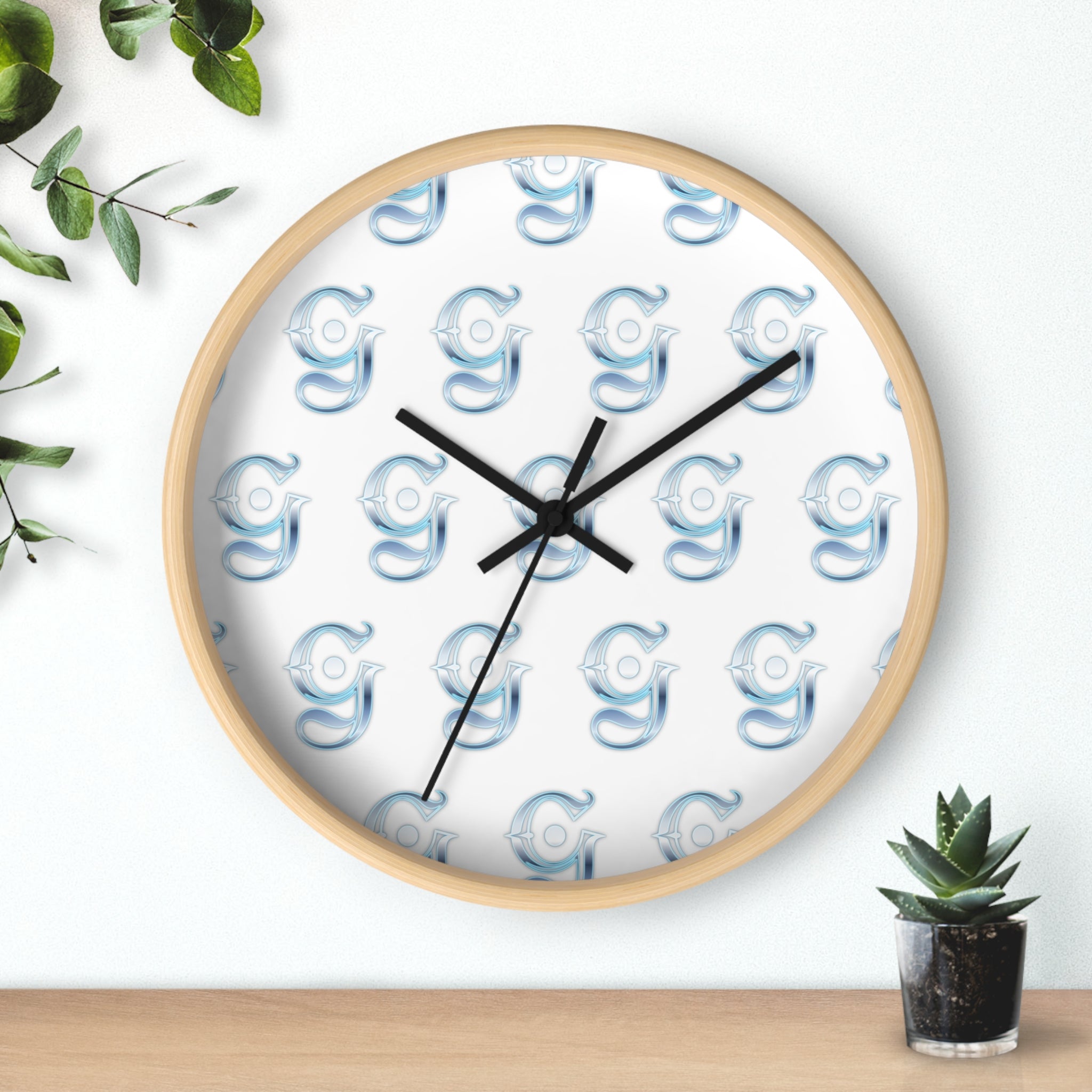 Blue Swirl Pattern Wall Clock — Modern Nautical Decorative Clock