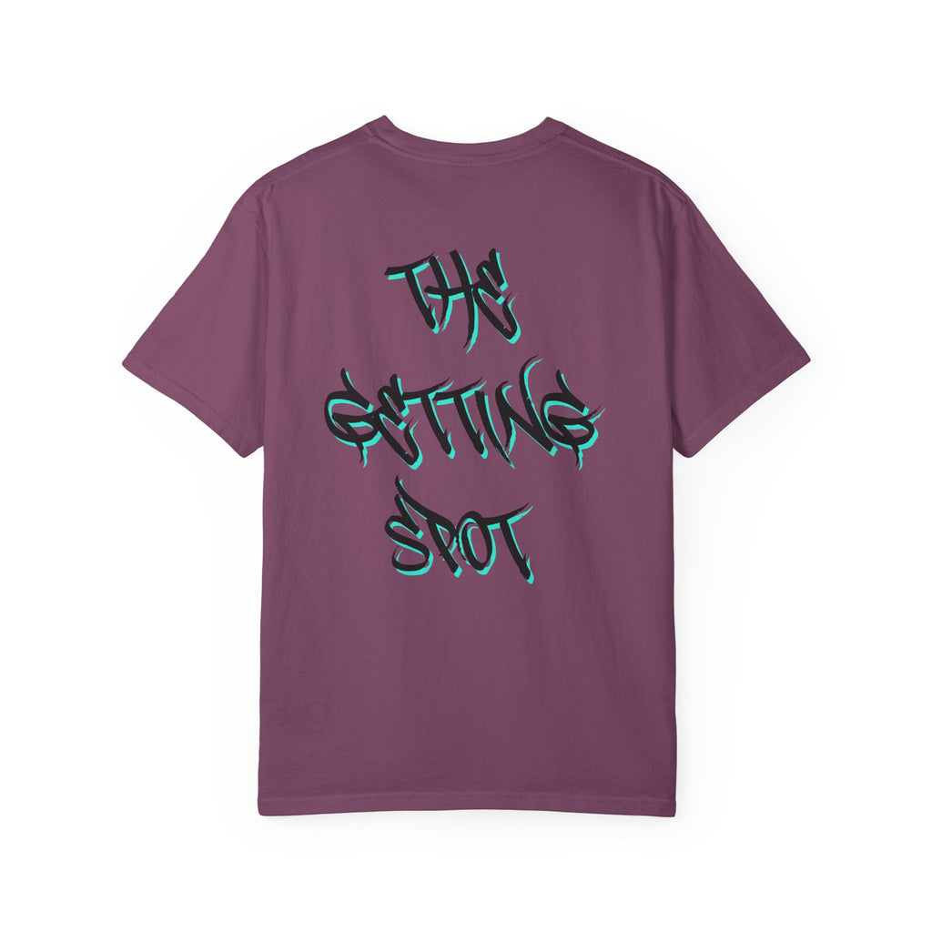 Garment-Dyed Graphic Tee — Gothic “g” Front & “The Getting Spot” Graffiti Back