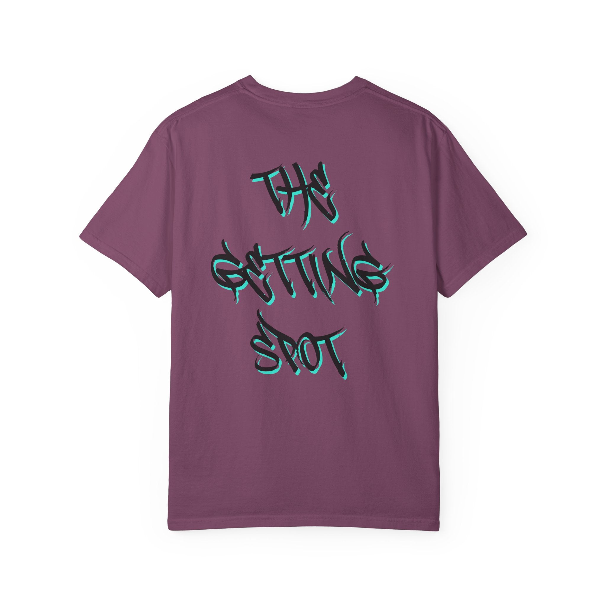 Garment-Dyed Graphic Tee — Gothic “g” Front & “The Getting Spot” Graffiti Back