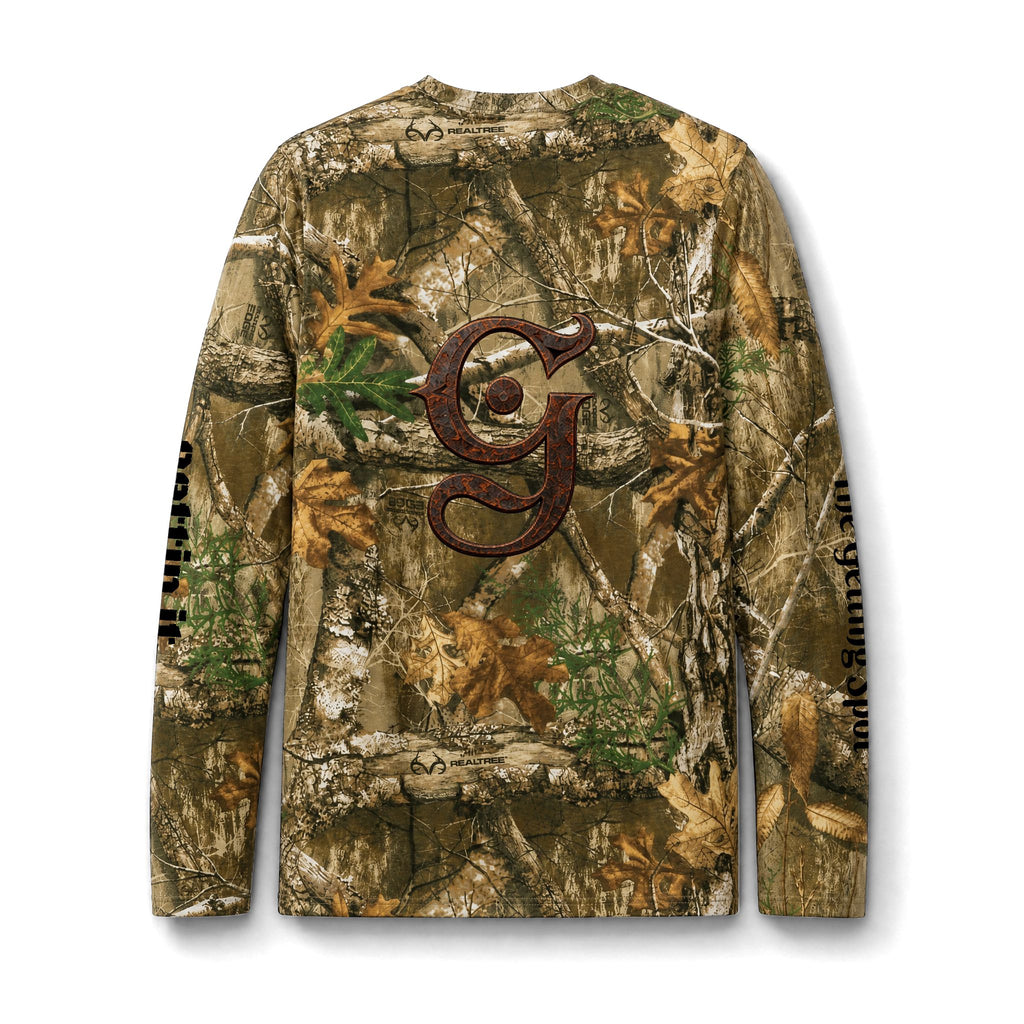 Camo Long Sleeve Tee — Realtree Pocket Shirt with Monogram 'G'