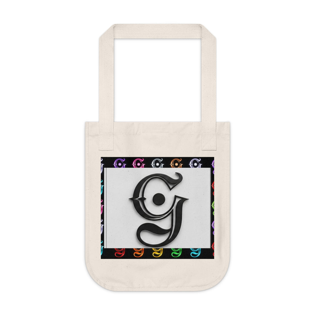 Monogram G Organic Canvas Tote Bag — Vintage Gold & Rainbow Pattern