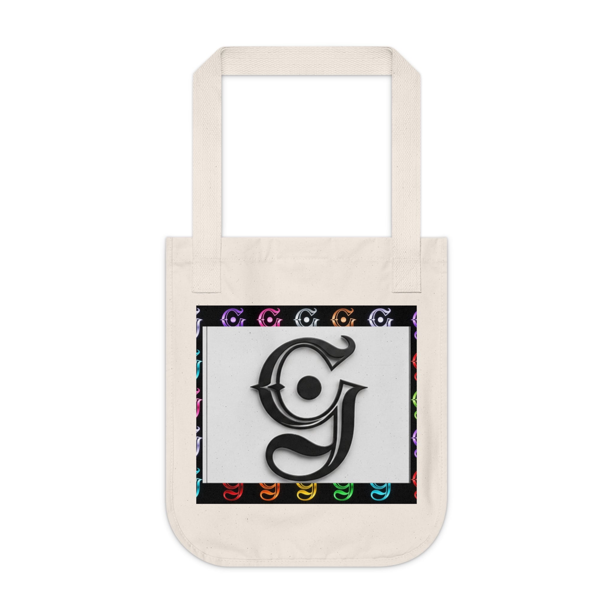 Monogram G Organic Canvas Tote Bag — Vintage Gold & Rainbow Pattern