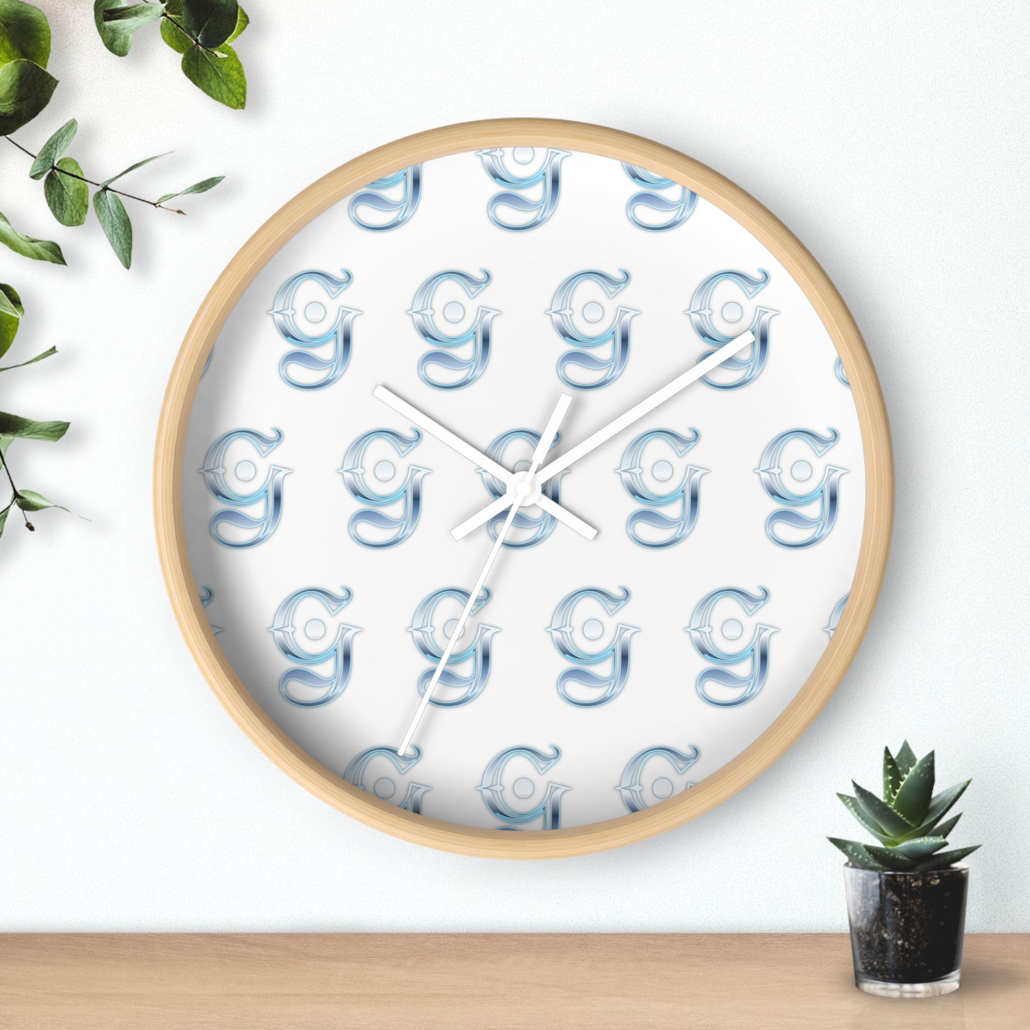 Blue Swirl Pattern Wall Clock — Modern Nautical Decorative Clock