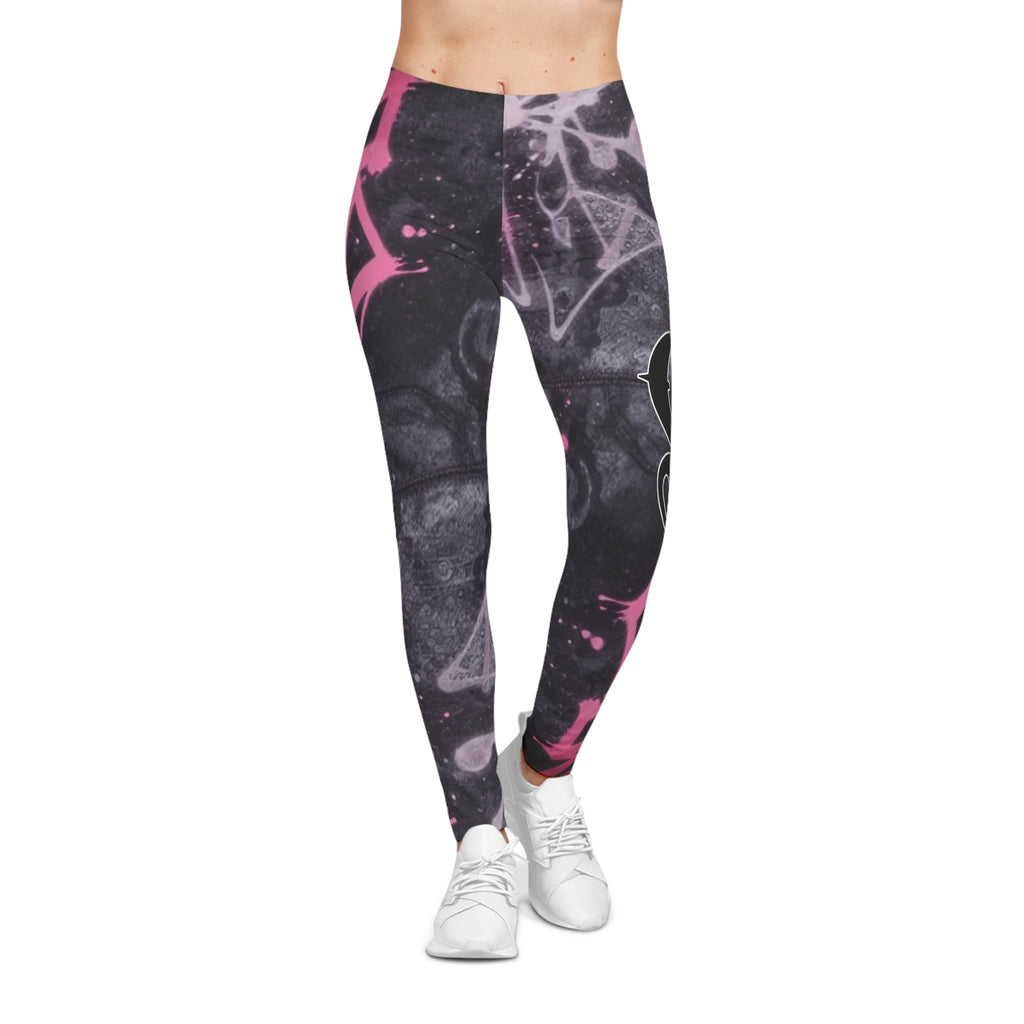 Graffiti Pink Skull Leggings — Women’s Streetwear AOP Leggings