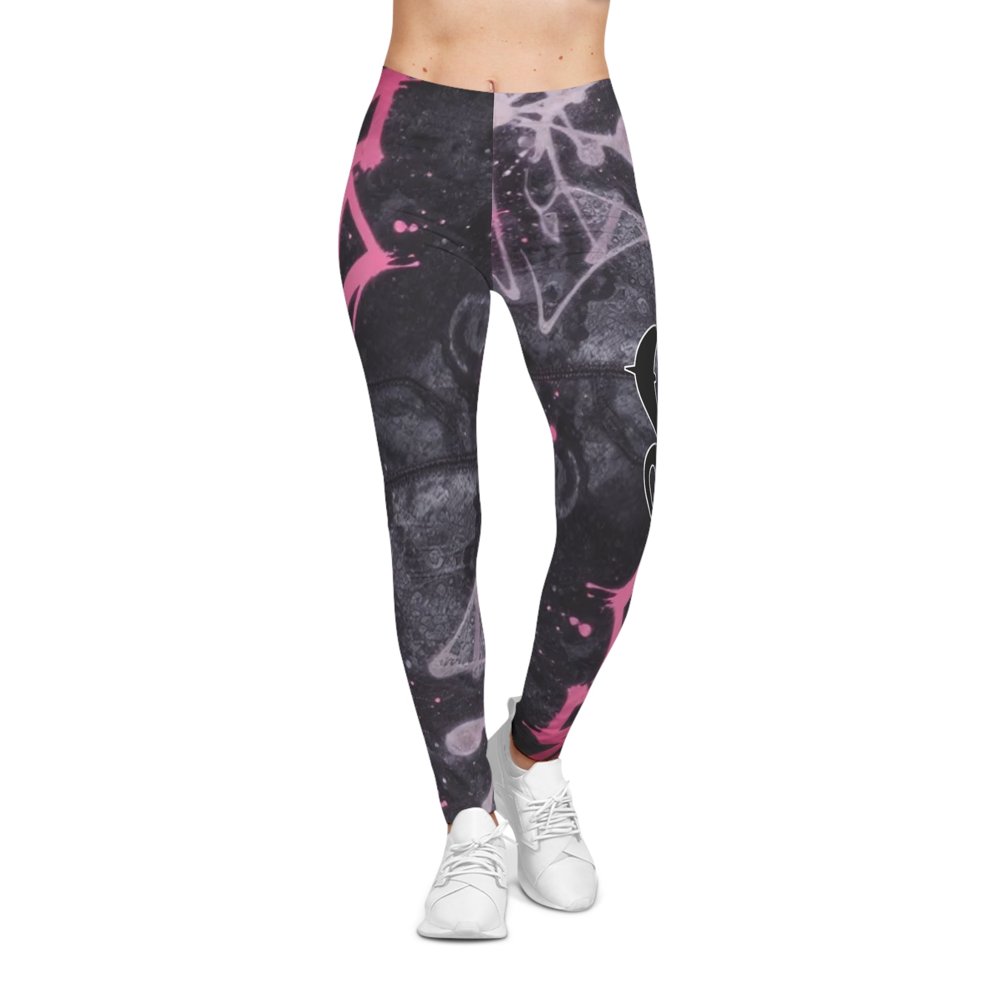 Graffiti Pink Skull Leggings — Women’s Streetwear AOP Leggings