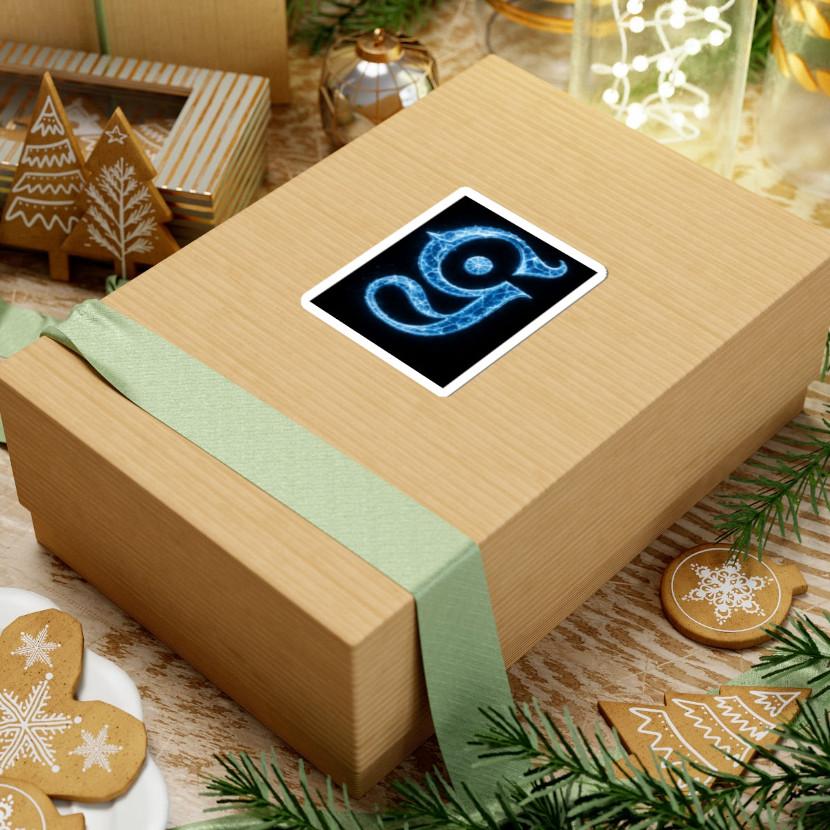 Electric Blue Letter G Kiss-Cut Sticker — Glowing Monogram Decal for Laptops & Journals