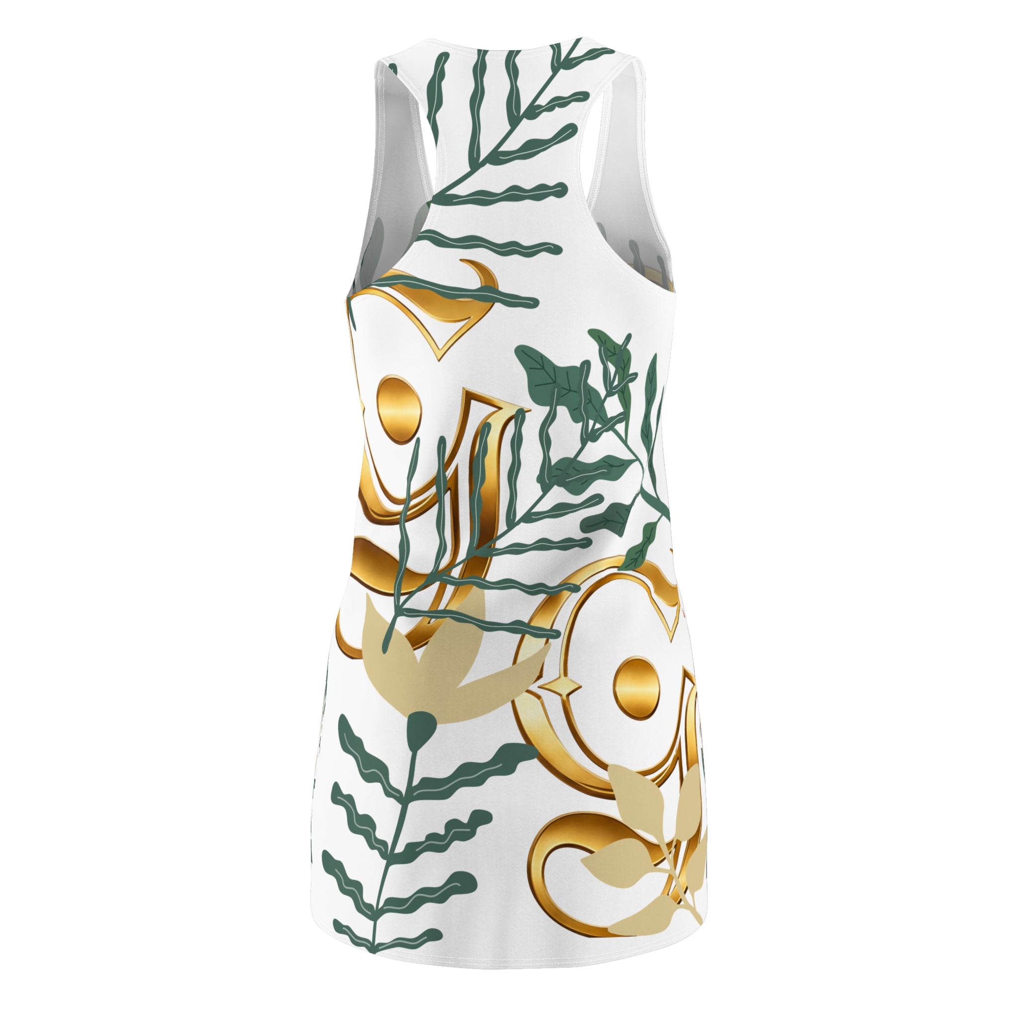 Floral Gold Monogram Racerback Dress — Botanical Gold Lettering Sundress