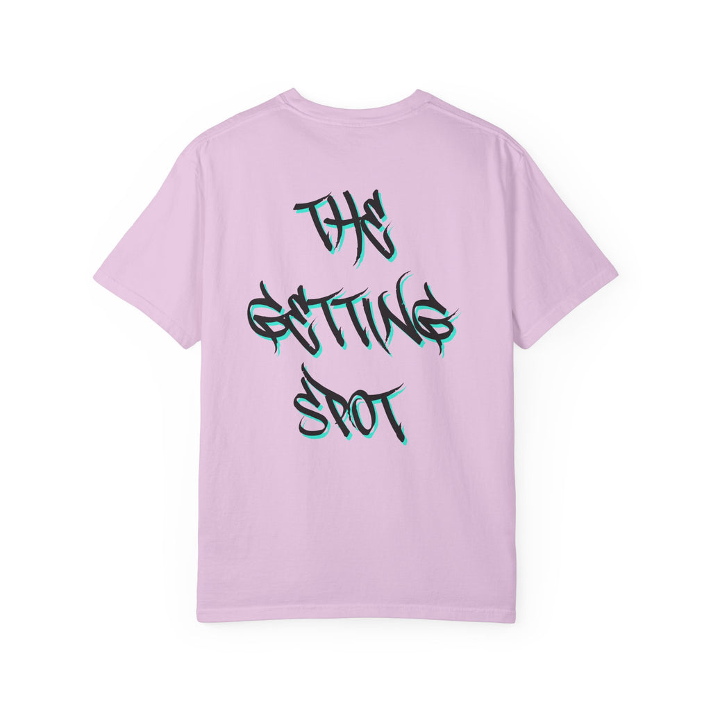 Garment-Dyed Graphic Tee — Gothic “g” Front & “The Getting Spot” Graffiti Back