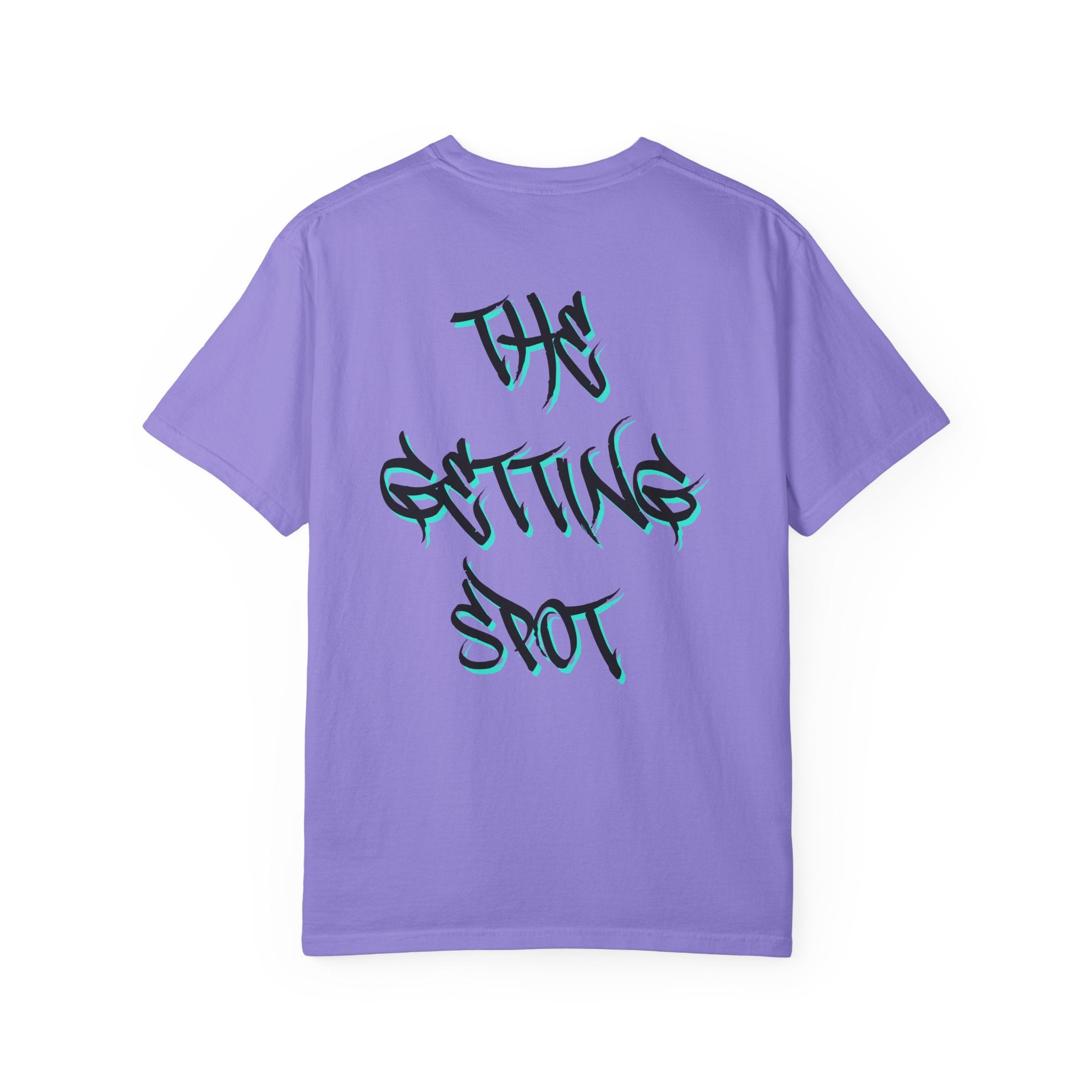 Garment-Dyed Graphic Tee — Gothic “g” Front & “The Getting Spot” Graffiti Back