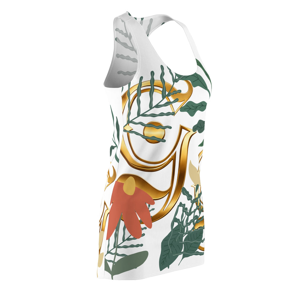 Floral Gold Monogram Racerback Dress — Botanical Gold Lettering Sundress