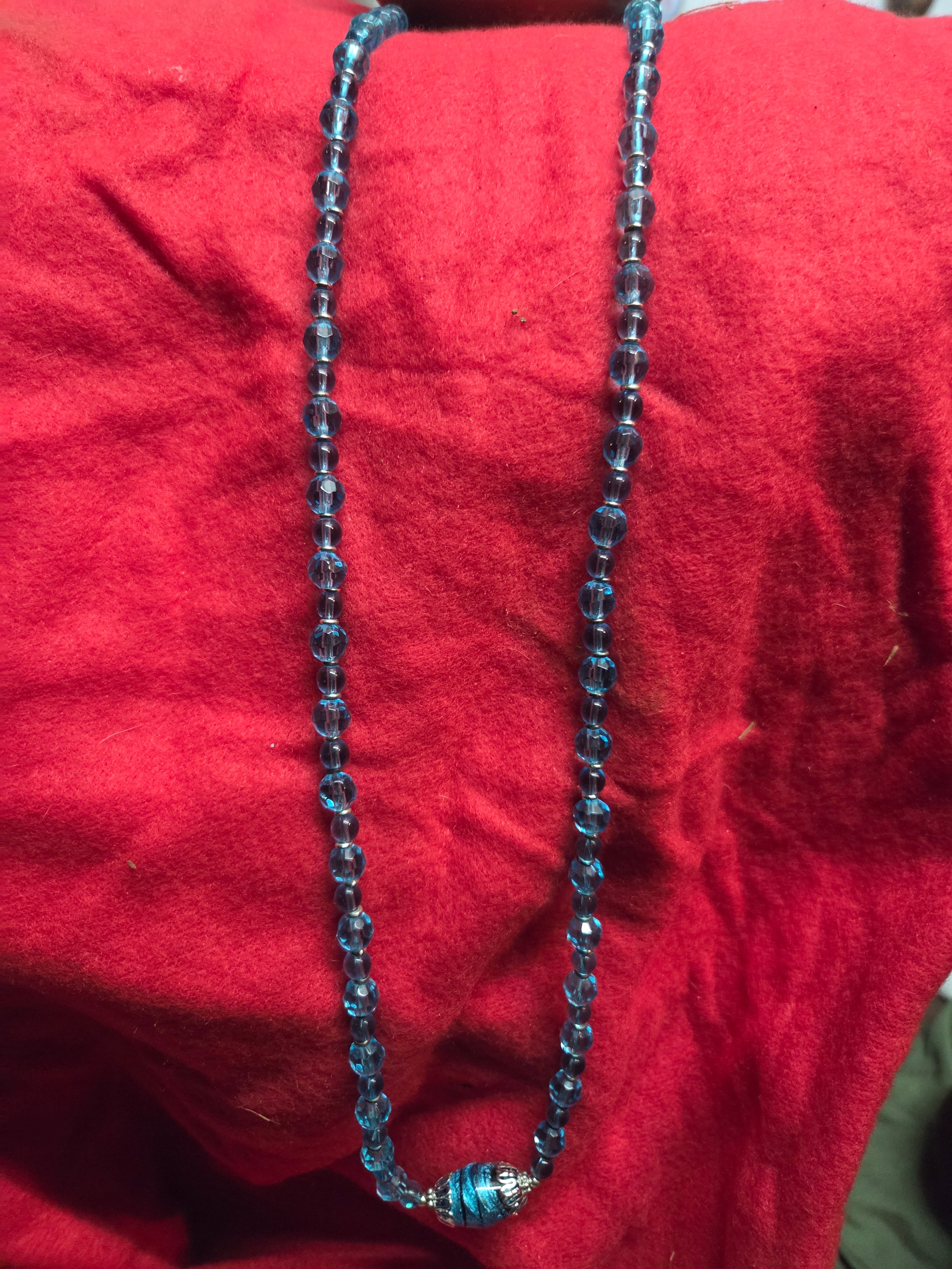 Blue glass beaded necklace