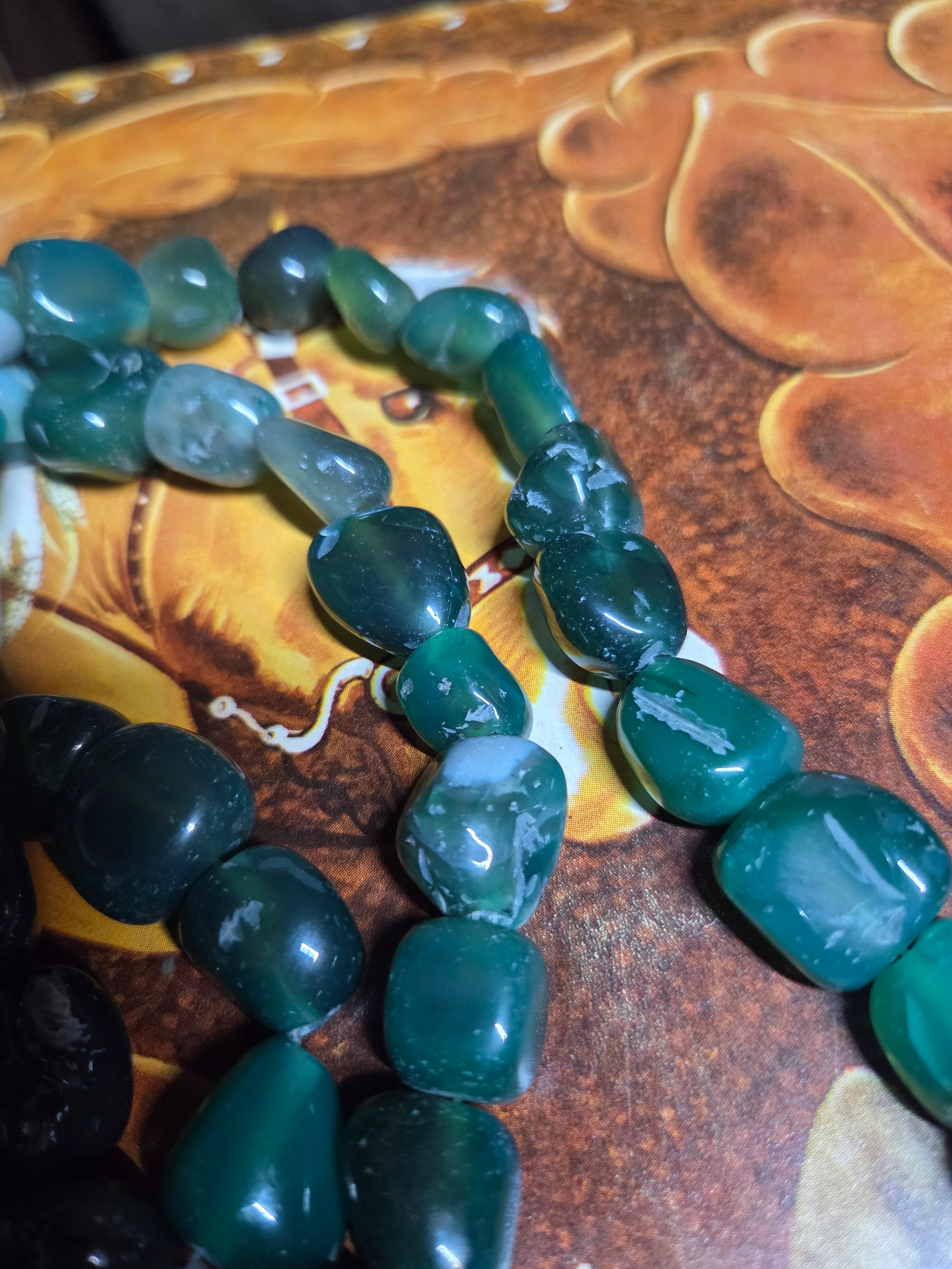 natural green agate tumbled beads