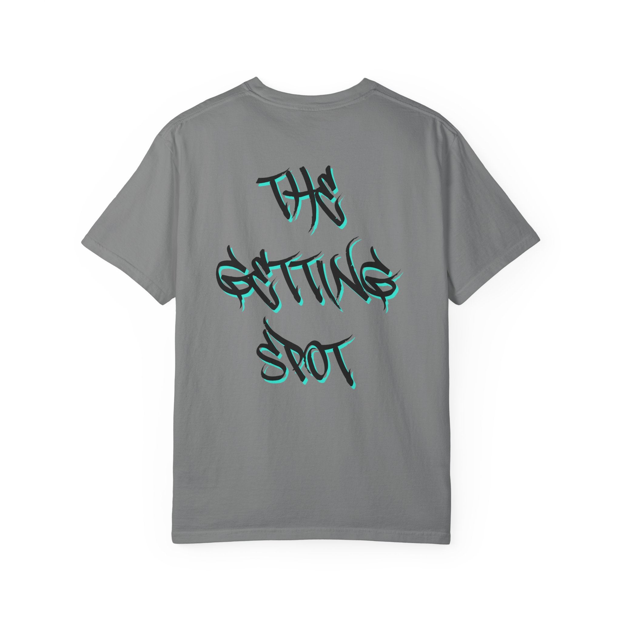 Garment-Dyed Graphic Tee — Gothic “g” Front & “The Getting Spot” Graffiti Back