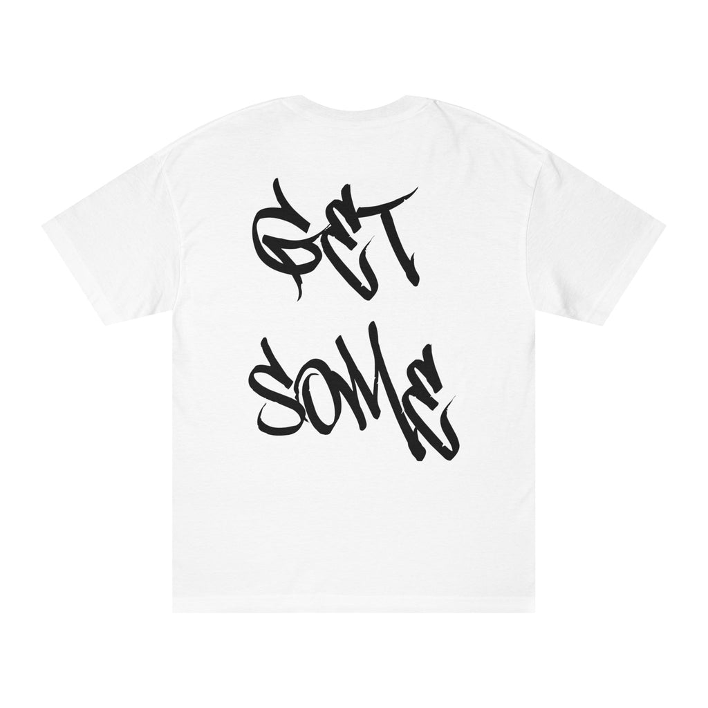 "Get Some" Graphic Tee — White Streetwear T-Shirt with Script Logo