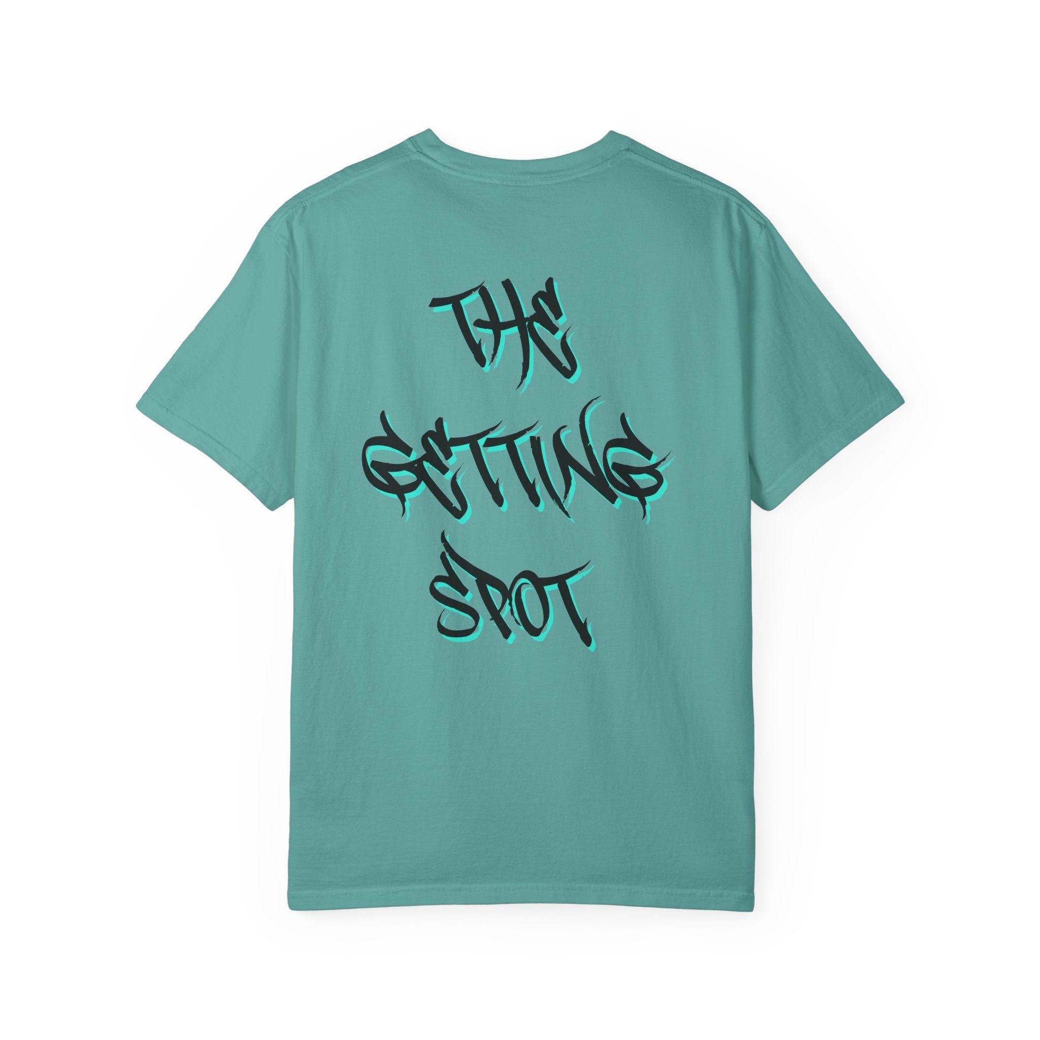 Garment-Dyed Graphic Tee — Gothic “g” Front & “The Getting Spot” Graffiti Back