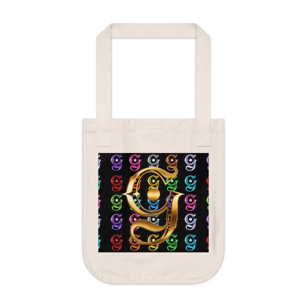 Monogram G Organic Canvas Tote Bag — Vintage Gold & Rainbow Pattern