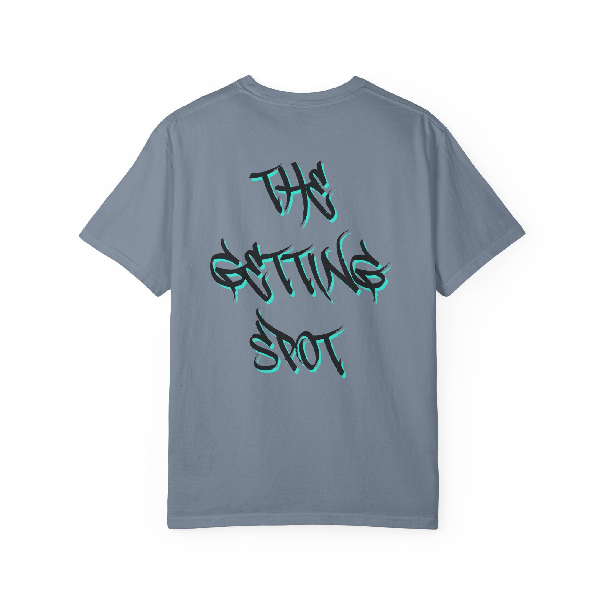 Garment-Dyed Graphic Tee — Gothic “g” Front & “The Getting Spot” Graffiti Back
