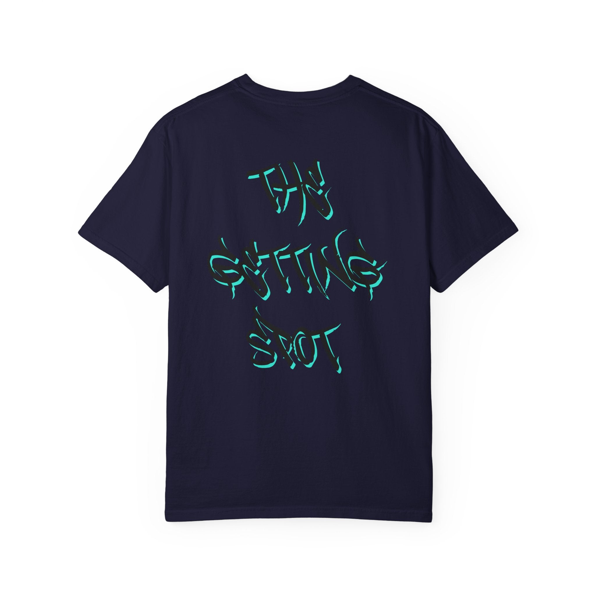 Garment-Dyed Graphic Tee — Gothic “g” Front & “The Getting Spot” Graffiti Back