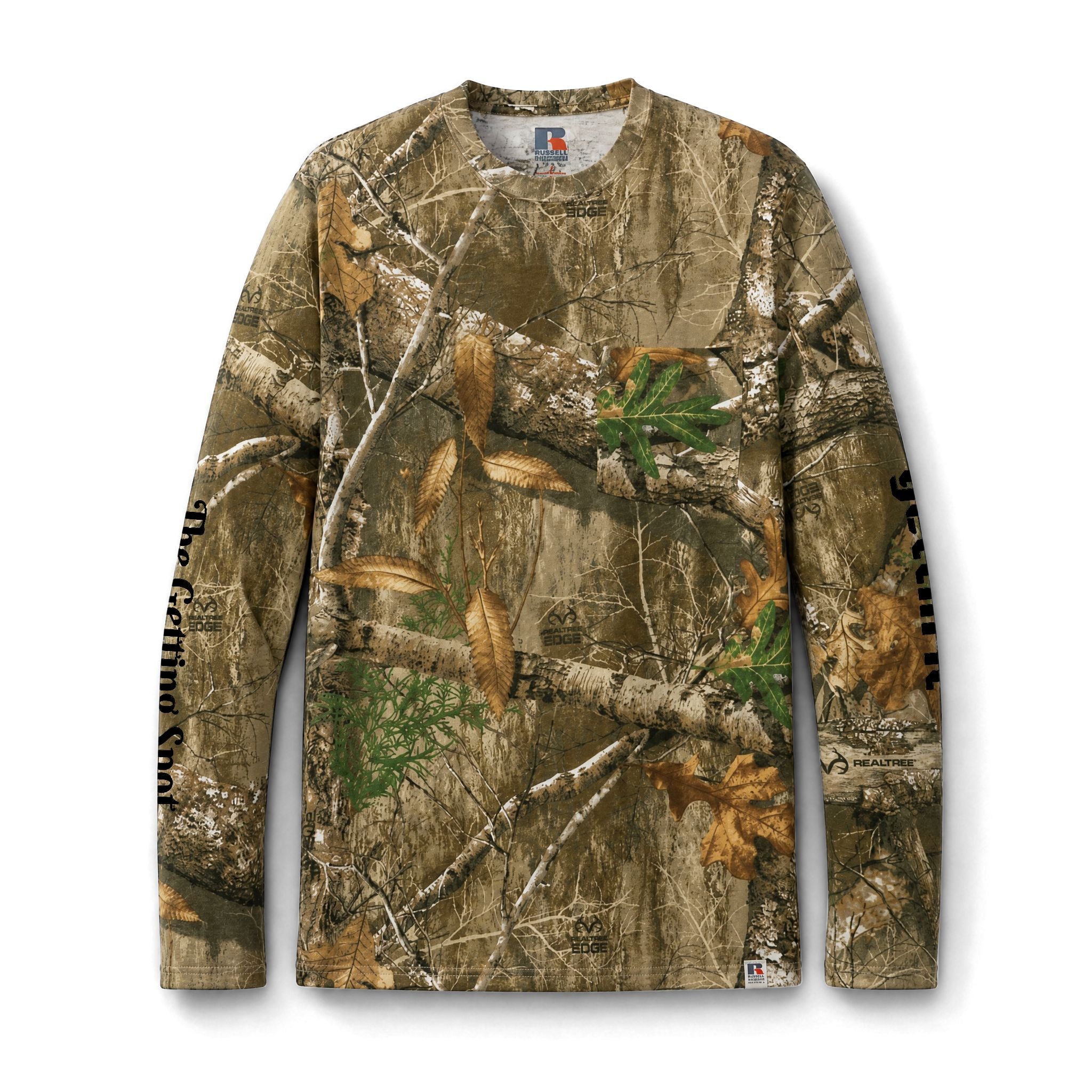 Camo Long Sleeve Tee — Realtree Pocket Shirt with Monogram 'G'