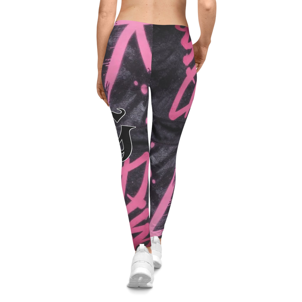 Graffiti Pink Skull Leggings — Women’s Streetwear AOP Leggings